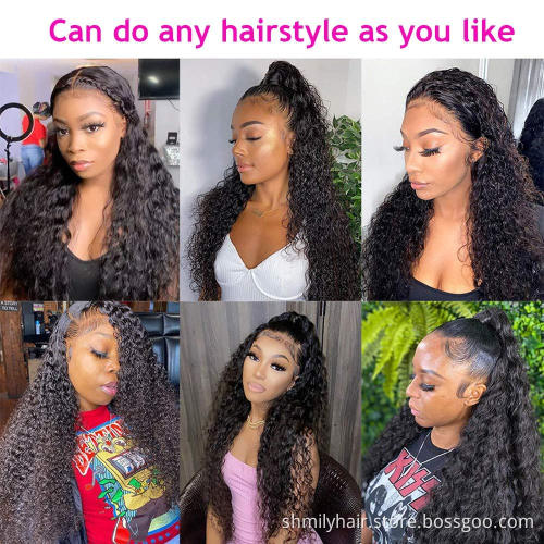 Shmily Brazilian Kinky Curl Swiss Lace Frontal Wig 8-30 Inch Glueless Lace Front Wigs Natural Human Hair Wigs For Black Women